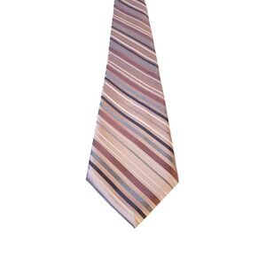 Axist A[x]ist‎ Mens Tie Necktie 100% Silk Pink Multicolor Striped Work Wedding